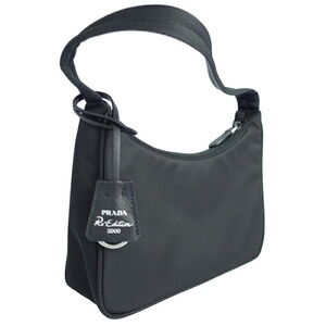 Prada Shoulder Leather 2005 Black Saffiano Bag ReEdition Hobo
